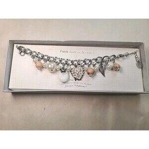 Sandra Magsamen Heart Charm Dangle Beaded Bracelet Messages From the Heart Boxed